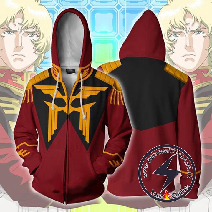 Mobile Suit Gundam Hoodies - Char Aznable Zip Up Hoodie Jacket